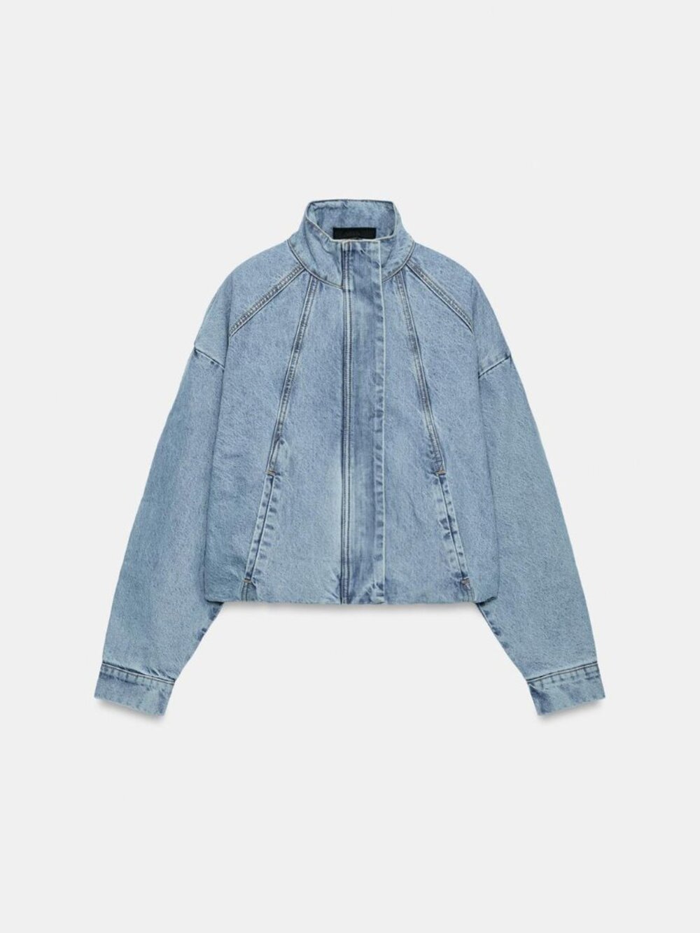 ZARA HIGH NECK DENIM BOMBER JACKET XS